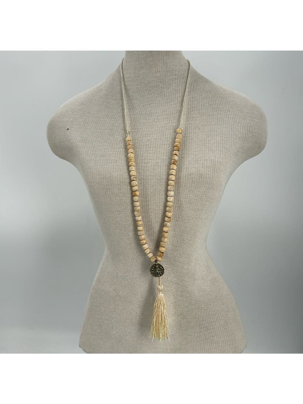Lena Bernard tan tassel beaded shiva necklace